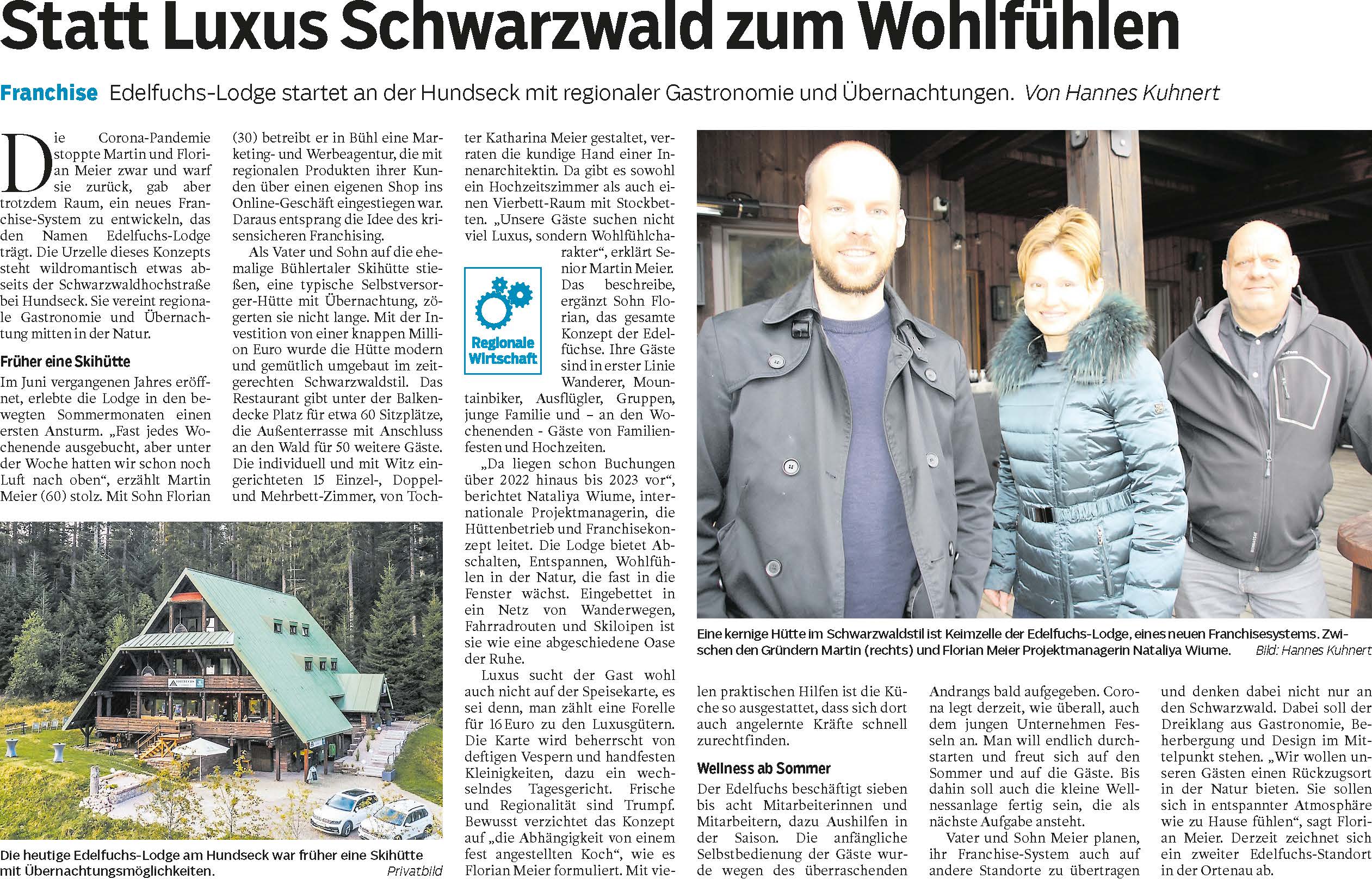 Read more about the article Statt Luxus Schwarz­wald zum Wohlfühlen